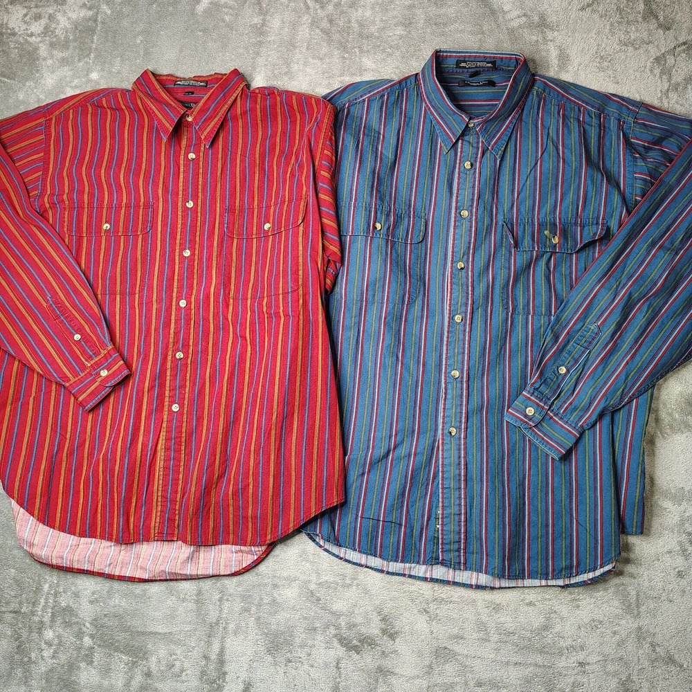 Christian Dior Shirt Mens XL Striped Button‎ Down Church Lot of 2